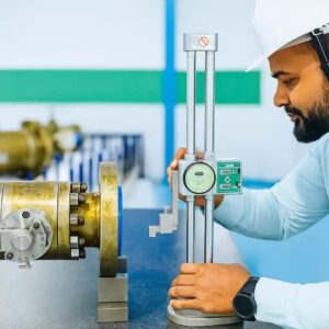 A person checking the quality of valves